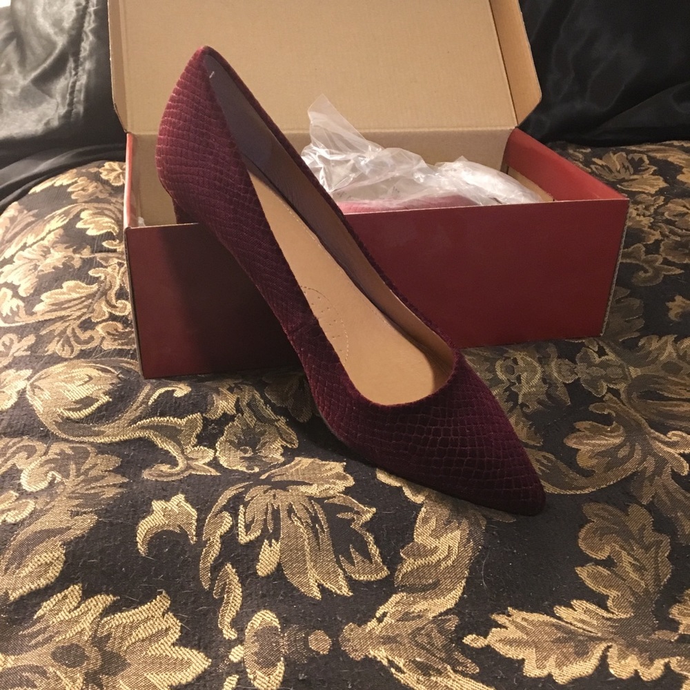 Dress barn velvet patterned pumps.
